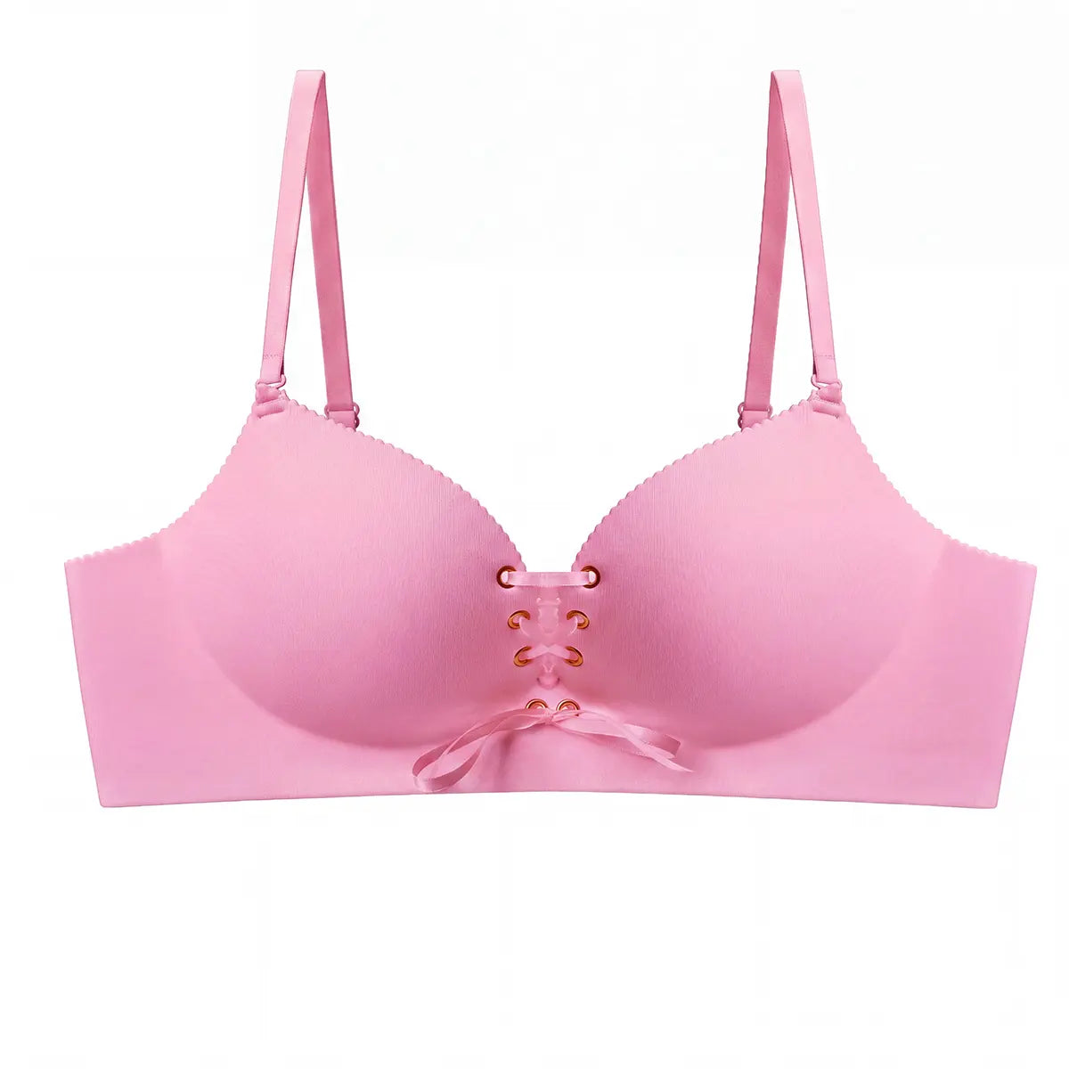 Drawstring Push Up Bra for Women | Wireless Lace Up Front Bra with Adjustable Lift & Enhanced Cleavage, Padded Comfort Bra for A B C Cups, Deep V Plunge Bra for Everyday Wear