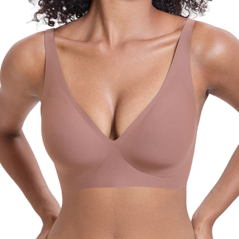 💕Jelly Wireless Womens Comfortable Wireless Bras Push Up Bralettes Seamless Tshirts Bras Deep V Everyday Bras
