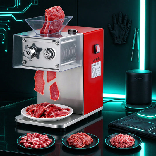 850W Smart Commercial Meat Cutter Machine, 551 lb/h Next-Gen Stainless Steel Meat Slicer 3.5mm Blade, 3-in-1 Smart Meat Cutting Machine for Modern Kitchen Tech