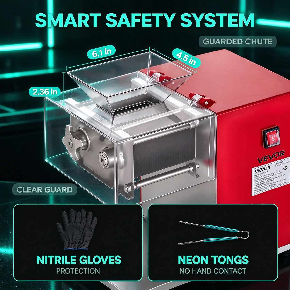 850W Smart Commercial Meat Cutter Machine, 551 lb/h Next-Gen Stainless Steel Meat Slicer 3.5mm Blade, 3-in-1 Smart Meat Cutting Machine for Modern Kitchen Tech