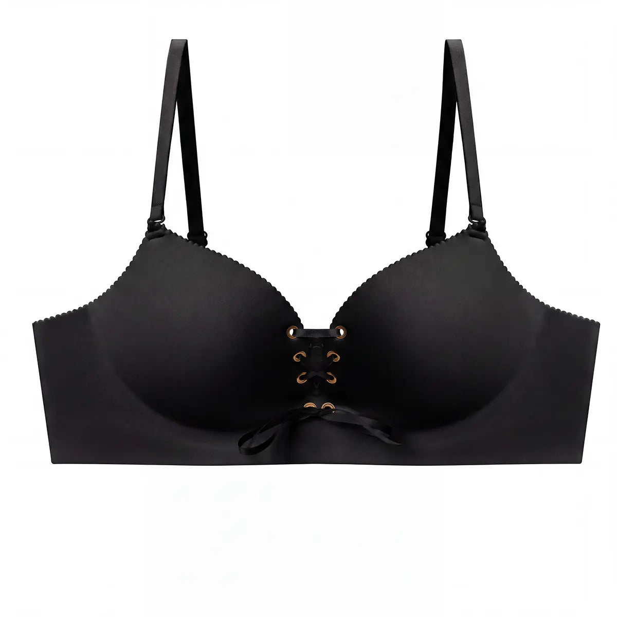 Drawstring Push Up Bra for Women | Wireless Lace Up Front Bra with Adjustable Lift & Enhanced Cleavage, Padded Comfort Bra for A B C Cups, Deep V Plunge Bra for Everyday Wear