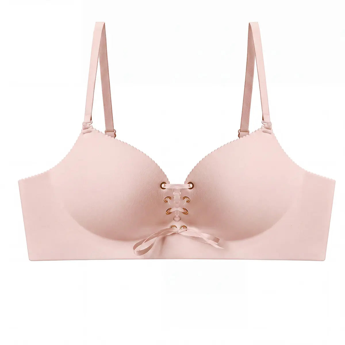 Drawstring Push Up Bra for Women | Wireless Lace Up Front Bra with Adjustable Lift & Enhanced Cleavage, Padded Comfort Bra for A B C Cups, Deep V Plunge Bra for Everyday Wear
