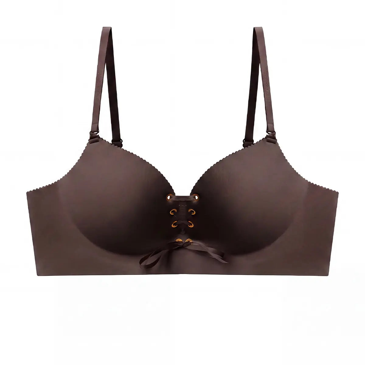 Drawstring Push Up Bra for Women | Wireless Lace Up Front Bra with Adjustable Lift & Enhanced Cleavage, Padded Comfort Bra for A B C Cups, Deep V Plunge Bra for Everyday Wear