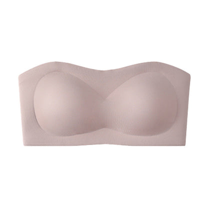 💞Womens Strapless Bras Push Up Bandeau Bra Non Slip Wireless Supportive Padded Bras Seamless Comfortable Tube Jelly Bra